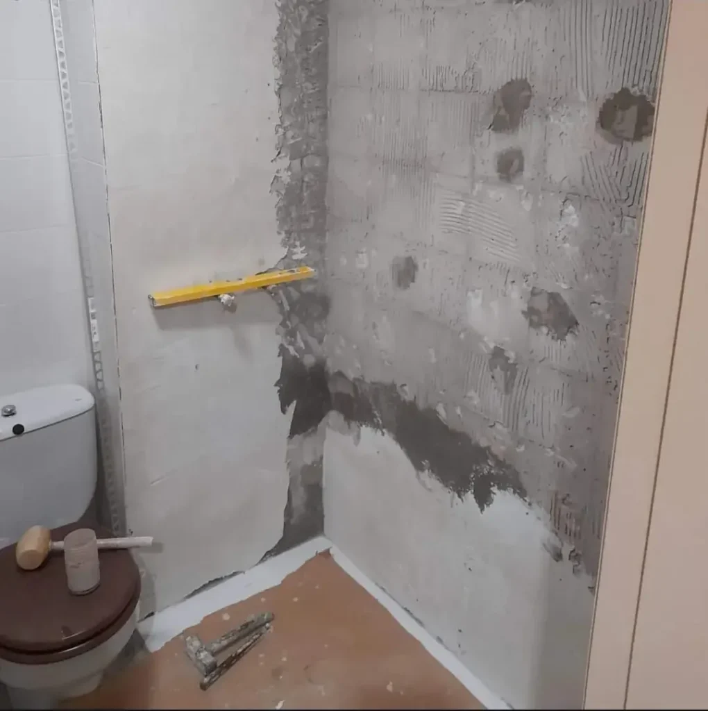 Alicatado de pared con mosaico (antes)