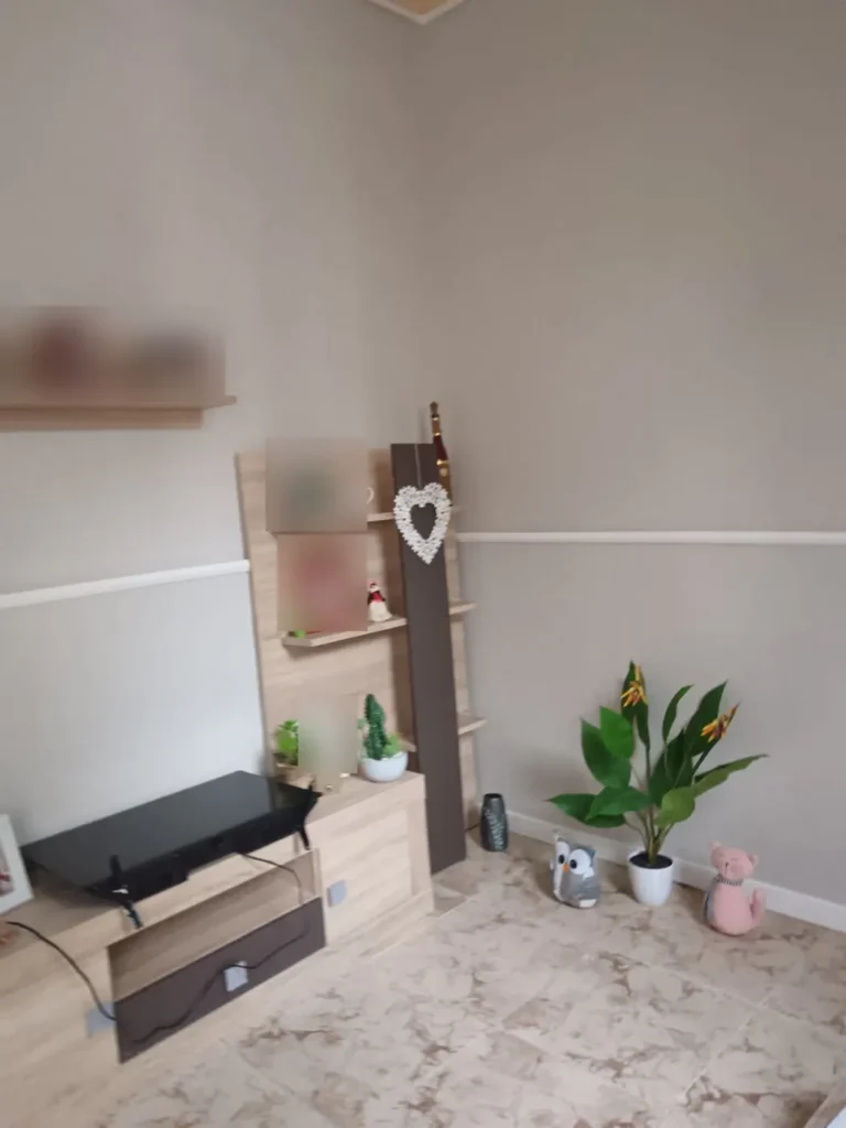Salón sin papel pintado, con paredes lisas y pintadas (después)
